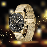 Hugo Boss Admiral Chronograph Black Dial Gold Mesh Bracelet Watch for Men - 1513906 Buy Now By Hugo Boss
