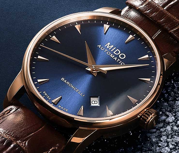 Mido Baroncelli III Automatic Blue Dial Brown Leather Strap Watch For Men - M8600.3.15.8 Buy Now By Mido