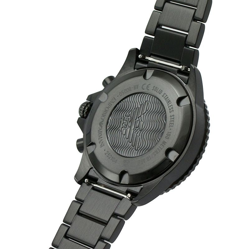 Emporio Armani Diver Chronograph Black Dial Black Steel Strap Watch For Men - AR80050 Buy Now By Emporio Armani