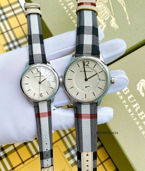 Burberry Classic Stone Silver Dial Horseberry Black Leather Strap Watch for Women - BU10103 Buy Now By Burberry