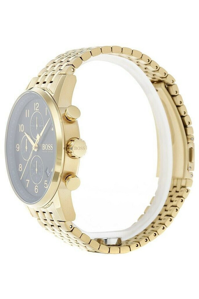 Hugo Boss Navigator Black Dial Gold Steel Strap Watch for Men - 1513531 Buy Now By Hugo Boss