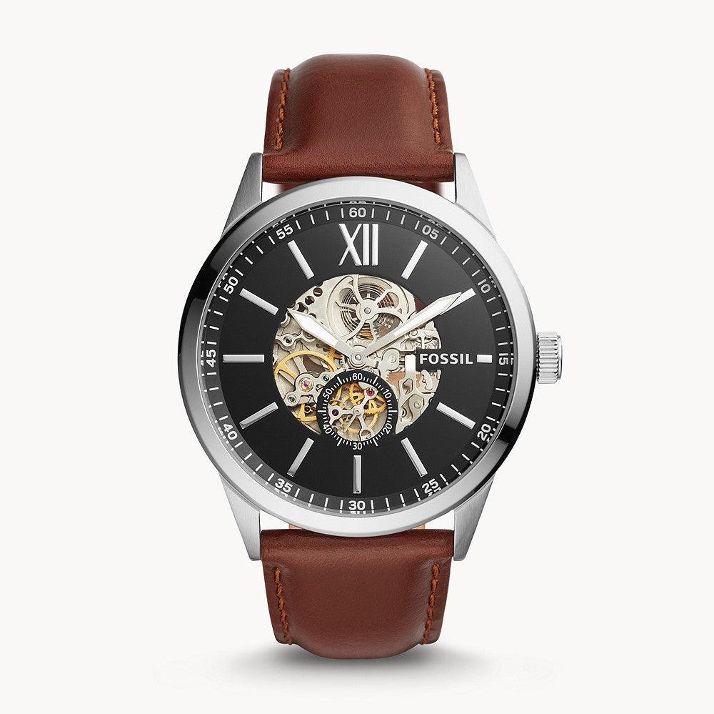 Fossil Flynn Automatic Black Dial Brown Leather Strap Watch for Men - BQ2270 Buy Now By Fossil