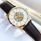 Fossil Flynn Mechanical Skeleton Beige Dial Brown Leather Strap Watch for Men - BQ2215 Buy Now By Fossil