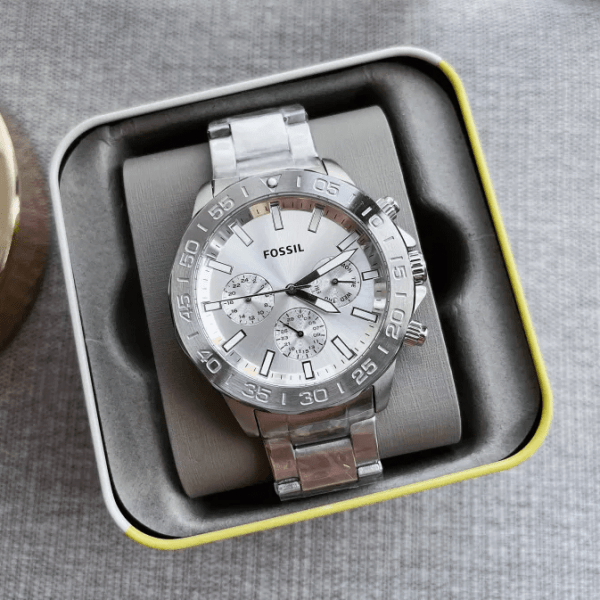Fossil Bannon Multifunction Chronograph Silver Dial Silver Steel Strap Watch for Men - BQ2490 Buy Now By Fossil