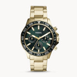 Fossil Bannon Multifunction Chronograph Green Dial Gold Steel Strap Watch for Men - BQ2493 Buy Now By Fossil