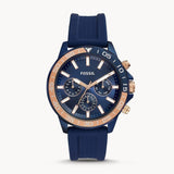 Fossil Bannon Multifunction Blue Dial Blue Silicone Strap Watch for Men - BQ2498 Buy Now By Fossil