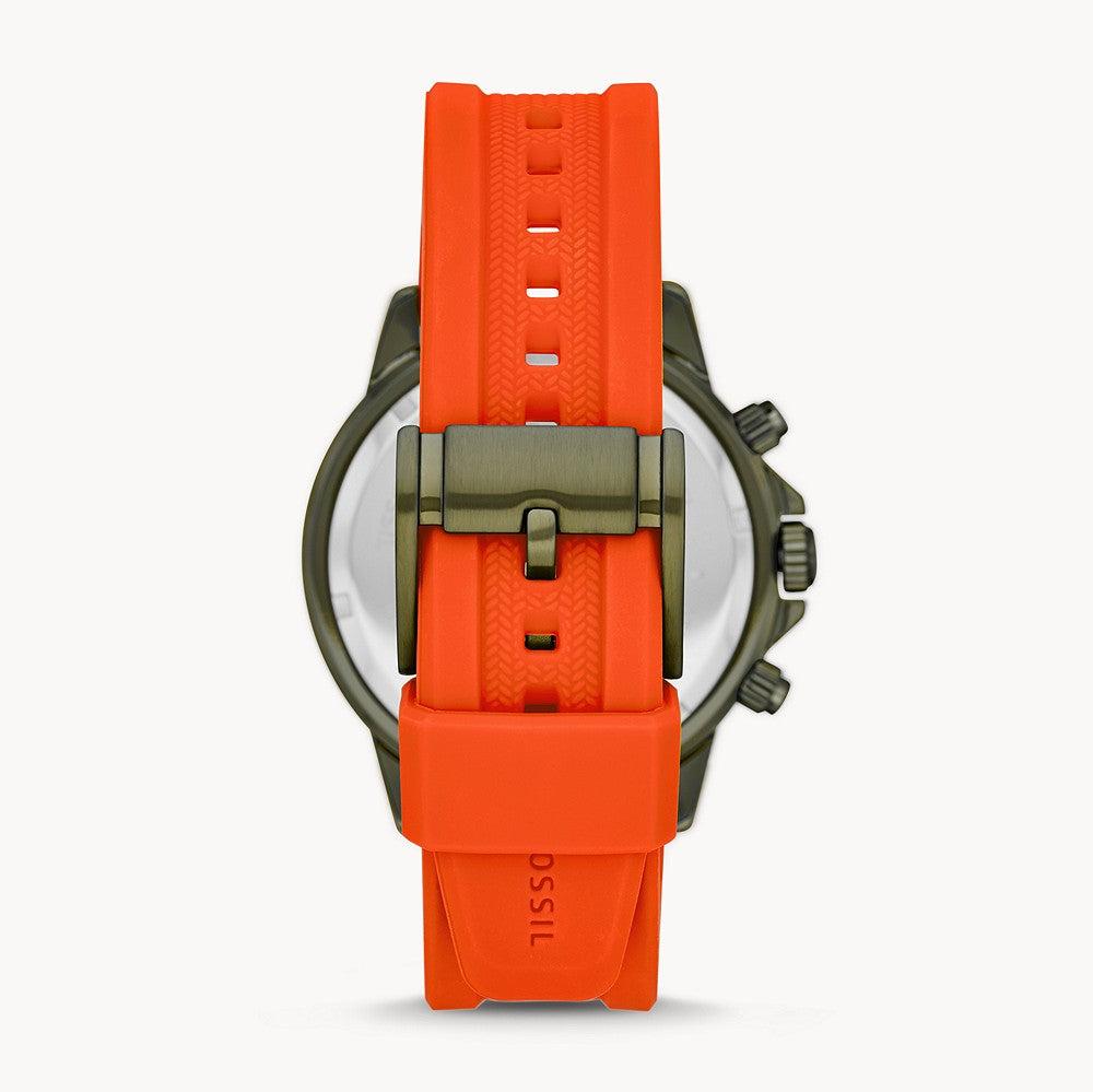 Fossil Bannon Chronograph Grey Dial Orange Silicone Strap Watch for Men - BQ2500 Buy Now By Fossil