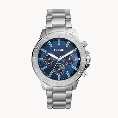 Fossil Bannon Multifunction Blue Dial Silver Steel Strap Watch for Men - BQ2503 Buy Now By Fossil
