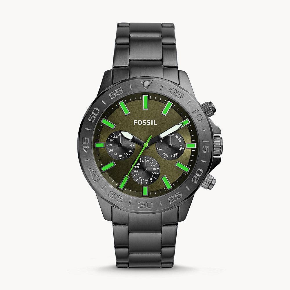 Fossil Bannon Multifunction Chronograph Green Dial Grey Steel Strap Watch for Men - BQ2504 Buy Now By Fossil