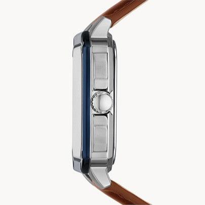 Fossil Inscription Automatic Skeleton Blue Dial Brown Leather Strap Watch for Men - BQ2571 Buy Now By Fossil