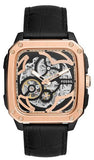 Fossil Inscription Automatic Skeleton Rose Gold Dial Black Leather Strap Watch for Men - BQ2572 Buy Now By Fossil
