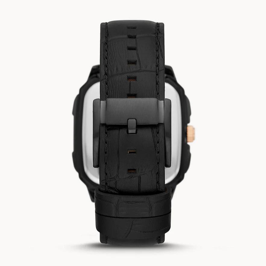 Fossil Inscription Automatic Skeleton Rose Gold Dial Black Leather Strap Watch for Men - BQ2572 Buy Now By Fossil