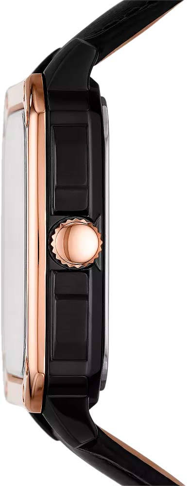 Fossil Inscription Automatic Skeleton Rose Gold Dial Black Leather Strap Watch for Men - BQ2572 Buy Now By Fossil