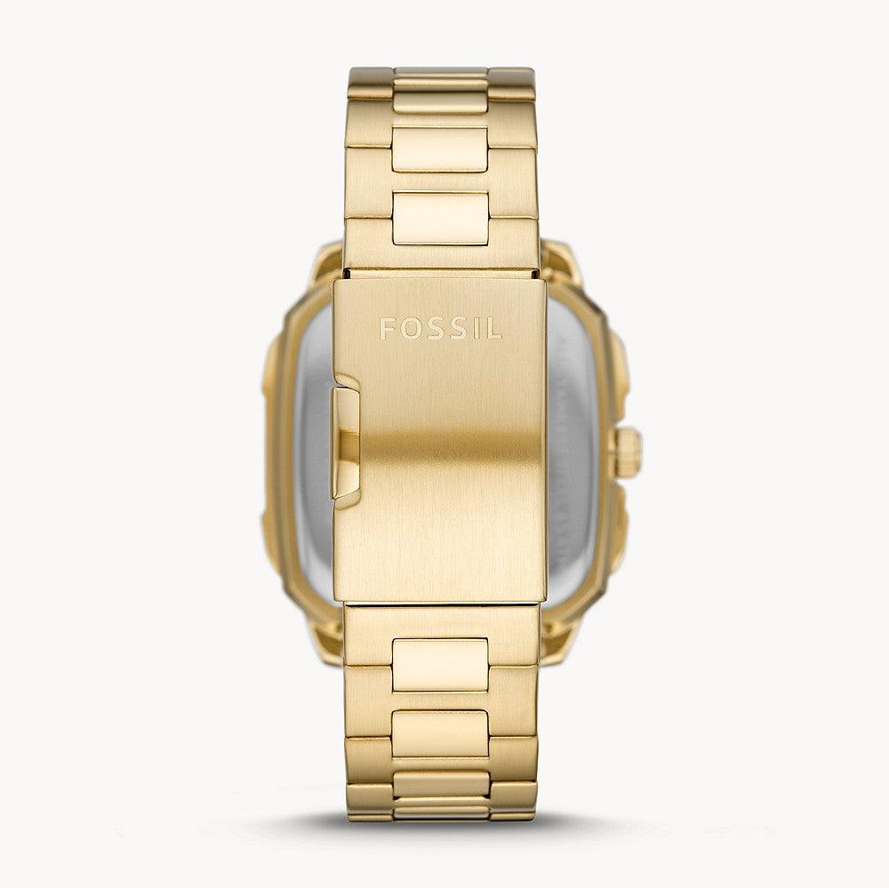 Fossil Inscription Automatic Skeleton Black Dial Gold Steel Strap Watch for Men - BQ2573 Buy Now By Fossil