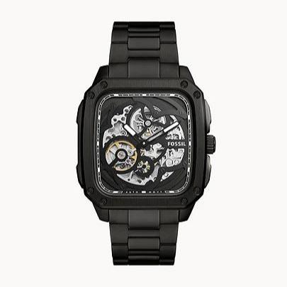 Fossil Inscription Automatic Skeleton Black Dial Black Steel Strap Watch for Men - BQ2574 Buy Now By Fossil