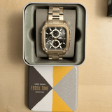 Fossil Inscription Multifunction Black Dial Gold Steel Strap Watch for Men - BQ2656 Buy Now By Fossil