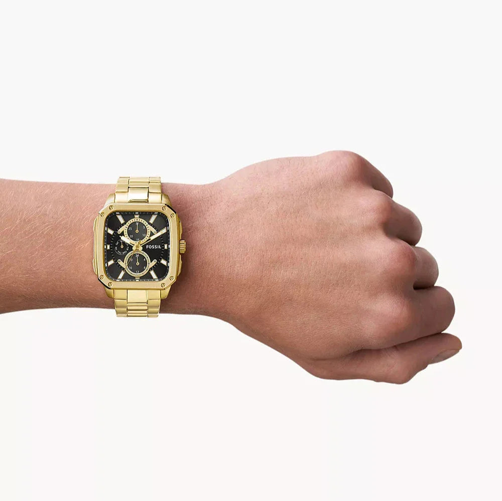 Fossil Inscription Multifunction Black Dial Gold Steel Strap Watch for Men - BQ2656 Buy Now By Fossil