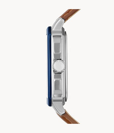 Fossil Inscription Multifunction Silver Dial Brown Leather Strap Watch for Men - BQ2658 Buy Now By Fossil