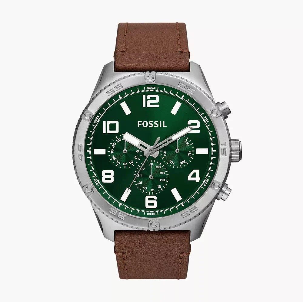 Fossil Brox Multifunction Green Dial Brown Leather Strap Watch for Men - BQ2801 Buy Now By Fossil