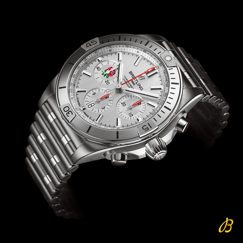 Breitling Chronomat B01 42 Six Nations England White Dial Silver Steel Strap Watch for Men - AB0134A71A1A1 Buy Now By Breitling