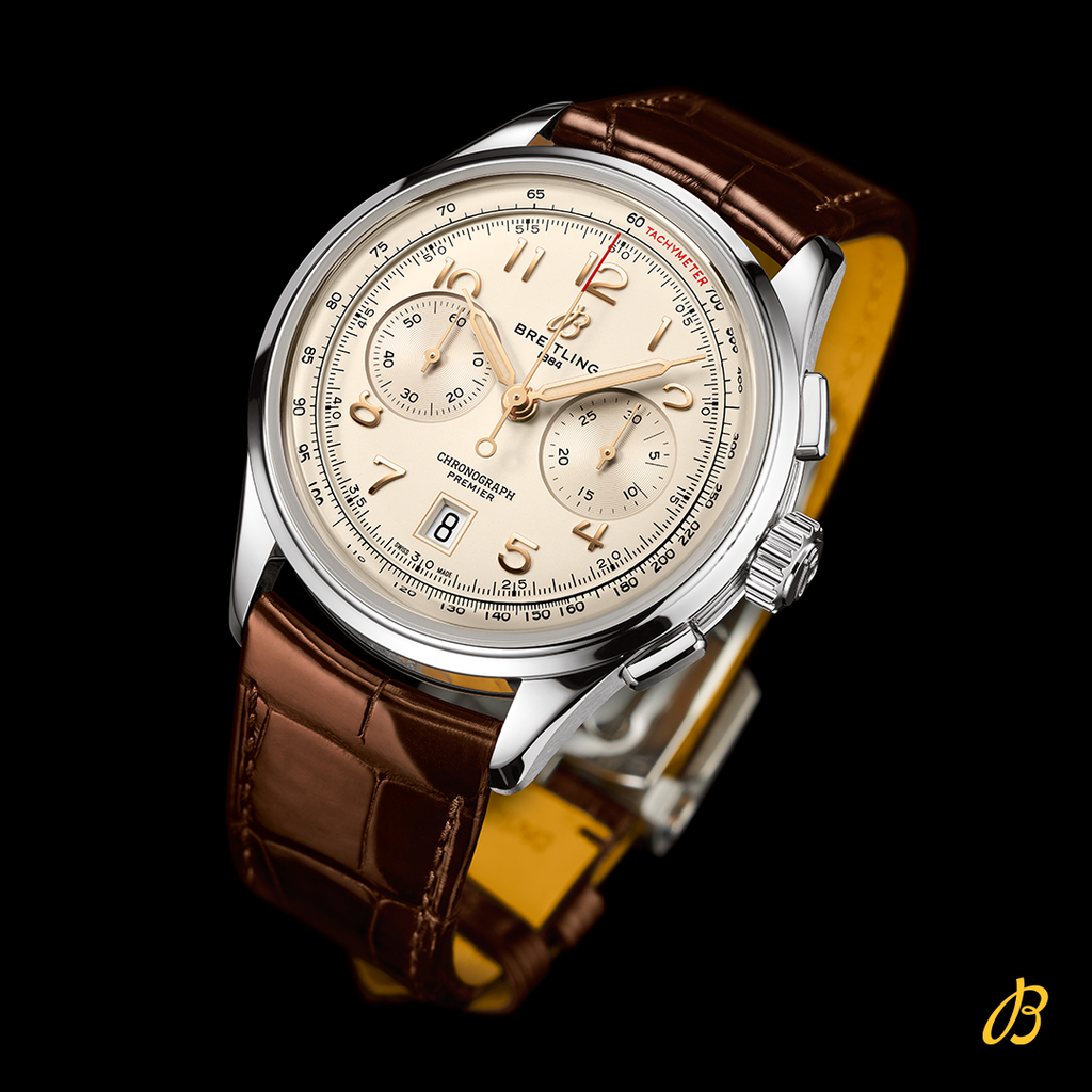 Breitling Premier B01 Chronograph 42 White Dial Brown Leather Strap Watch for Men - AB0145211G1P1 Buy Now By Breitling