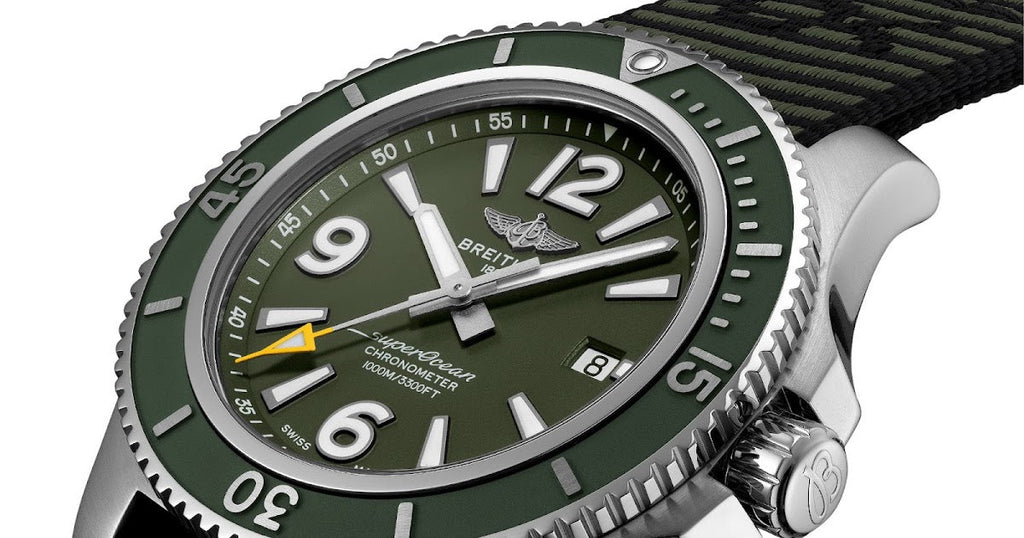 Breitling Superocean Automatic 44mm Outerknown Green Dial Green Nylon Strap Watch for Men - A17367A11L1W1 Buy Now By Breitling