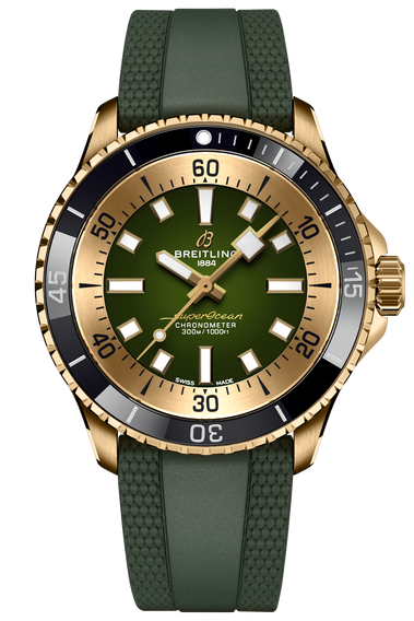 Breitling Superocean Automatic 42 Green Dial Green Rubber Strap Watch for Men - N17375201L1S1 Buy Now By Breitling