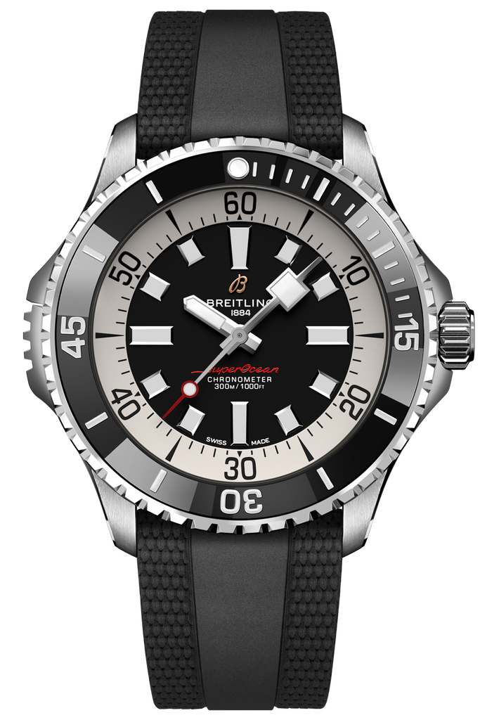 Breitling Superocean Automatic 46 Black Dial Black Rubber Strap Watch for Men - A17378211B1S1 Buy Now By Breitling