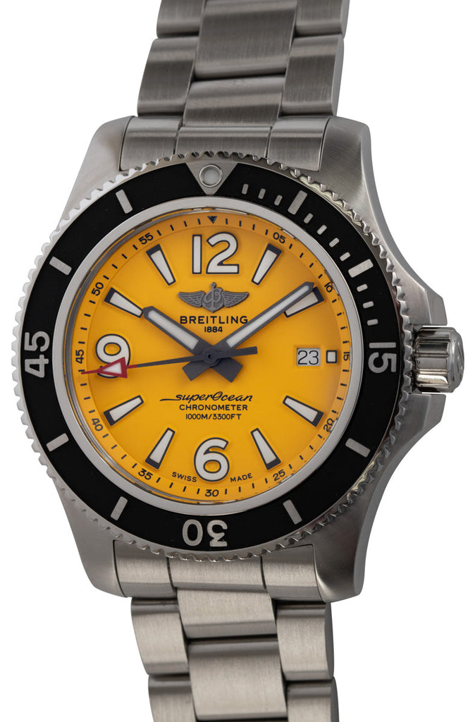 Breitling Superocean II Automatic 44mm Yellow Dial Silver Steel Strap Watch for Men - A17367021I1A1 Buy Now By Breitling