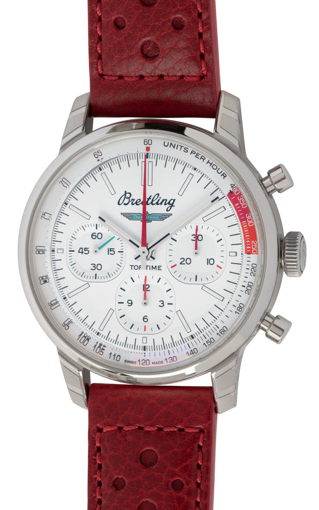 Breitling Top Time B01 Ford Thunderbird White Dial Red Leather Strap Watch for Men - AB01766A1A1X1 Buy Now By Breitling