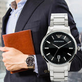 Emporio Armani Renato Quartz Black Dial Silver Steel Strap Watch For Men - AR11181 Buy Now By Emporio Armani