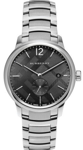 Burberry The Classic Round Black Dial Silver Steel Strap Watch for Men - BU10005 Buy Now By Burberry