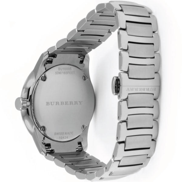 Burberry The Classic Round Black Dial Silver Steel Strap Watch for Men - BU10005 Buy Now By Burberry