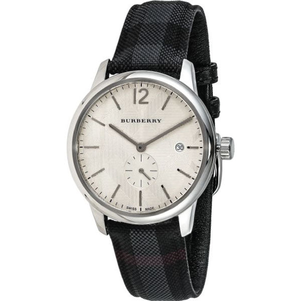 Burberry Classic Round Cream Dial Black Leather Strap Watch for Men - BU10008 Buy Now By Burberry