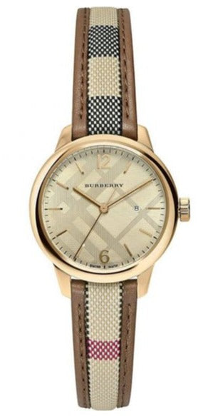 Burberry The Classic Gold Dial Brown Leather Strap Watch for Women - BU10114 Buy Now By Burberry