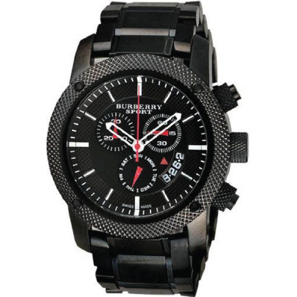 Burberry Sport Chronograph Black Dial Black Steel Strap Watch for Men - BU7703 Buy Now By Burberry