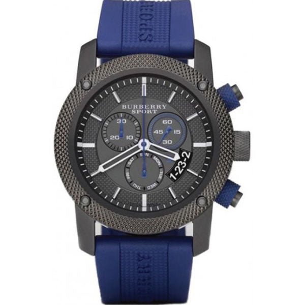 Burberry Sports Chronograph Black Dial Blue Rubber Strap Watch for Men - BU7714 Buy Now By Burberry