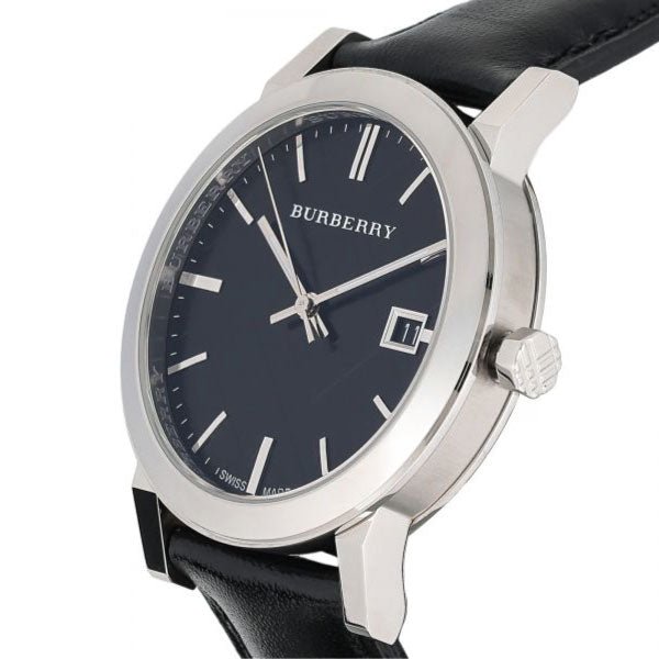 Burberry The City Black Dial Black Leather Strap Watch for Men - BU9009 Buy Now By Burberry