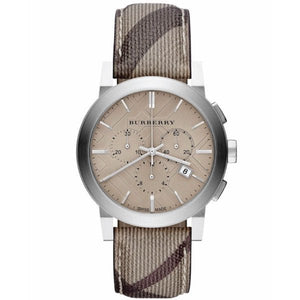 Burberry The City Smoke Dial Checked Brown Leather Strap Watch for Men - BU9358 Buy Now By Burberry