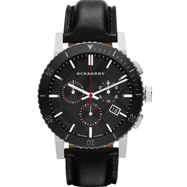 Burberry The City Black Dial Black Leather Strap Watch for Men - BU9382 Buy Now By Burberry