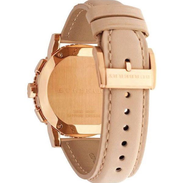 Burberry Chronograph Rose Gold Dial Beige Leather Strap Watch for Women - BU9704 Buy Now By Burberry
