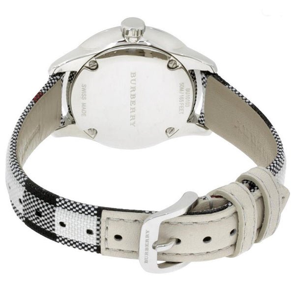 Burberry Classic Stone Silver Dial Horseberry Black Leather Strap Watch for Women - BU10103 Buy Now By Burberry