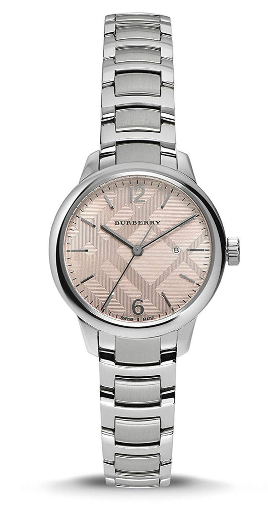 Burberry The Classic Pink Dial Silver Steel Strap Watch for Women - BU10111 Buy Now By Burberry