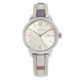 Burberry The Classic Guilloche Silver Dial Grey Leather Strap Watch for Women - BU10113 Buy Now By Burberry