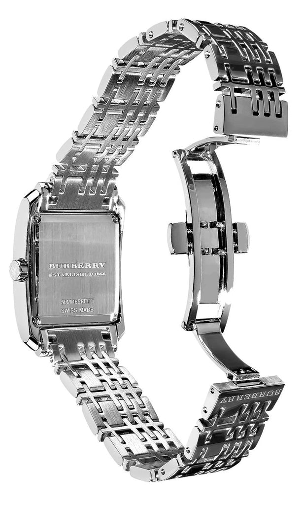 Burberry Nova Check Square White Dial Silver Steel Strap Watch for Women - BU1572 Buy Now By Burberry