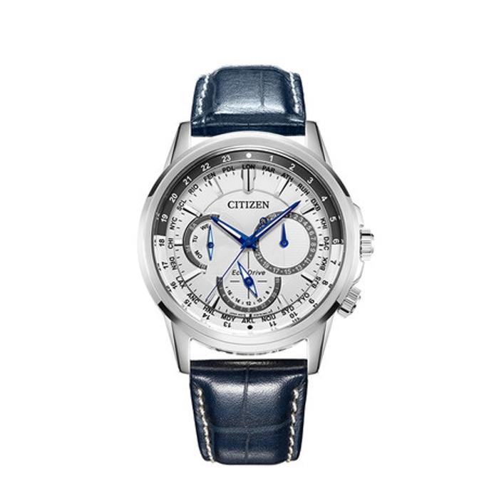 Citizen Eco Drive Calendrier White Dial Blue Leather Strap Watch For Men - BU2020-11A Buy Now By Citizen