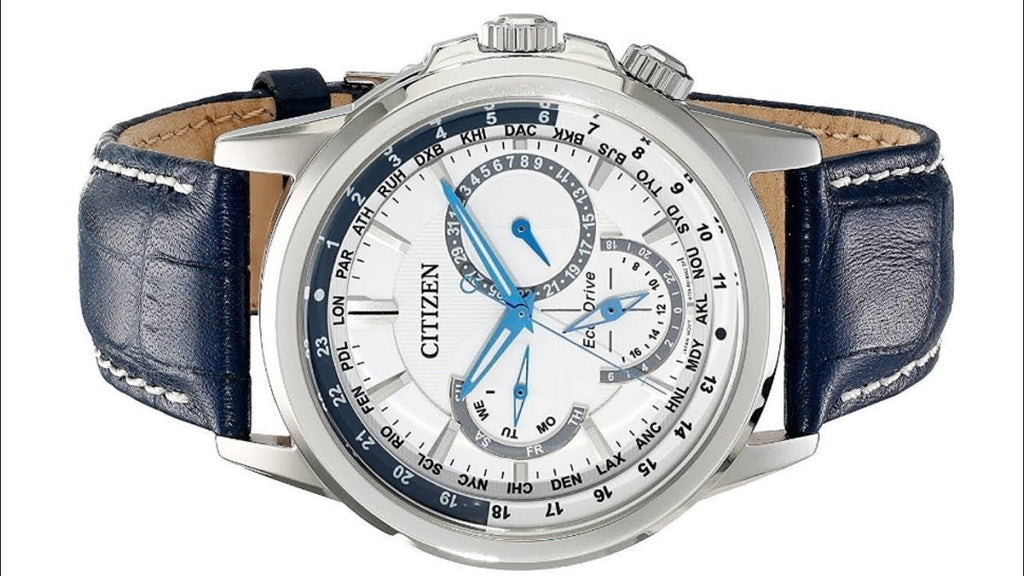 Citizen Eco Drive Calendrier White Dial Blue Leather Strap Watch For Men - BU2020-11A Buy Now By Citizen