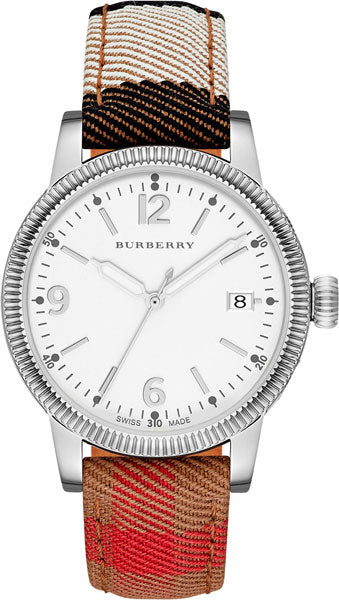 Burberry Utilitarian White Dial Multicolor Leather Strap Watch for Women - BU7824 Buy Now By Burberry