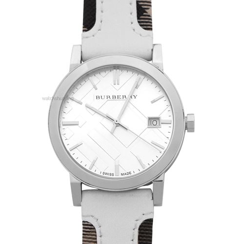 Burberry The City Silver Dial White Leather Strap Watch for Women - BU9019 Buy Now By Burberry