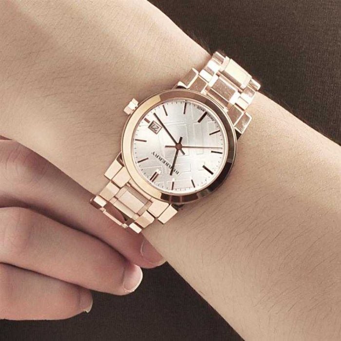 Burberry The City Diamonds Rose Gold Dial Rose Gold Steel Strap Watch for Women - BU9126 Buy Now By Burberry